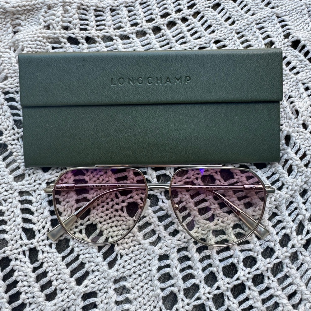 Longchamp Aviator Sunglasses with Gradiant Pink Lenses - Brand New